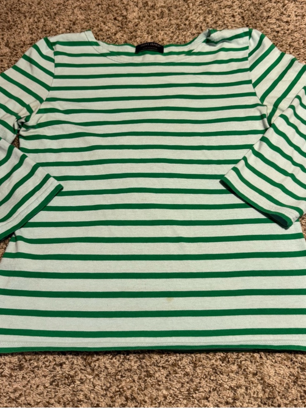 Saint James Breton Striped Green Boatneck Top - 4